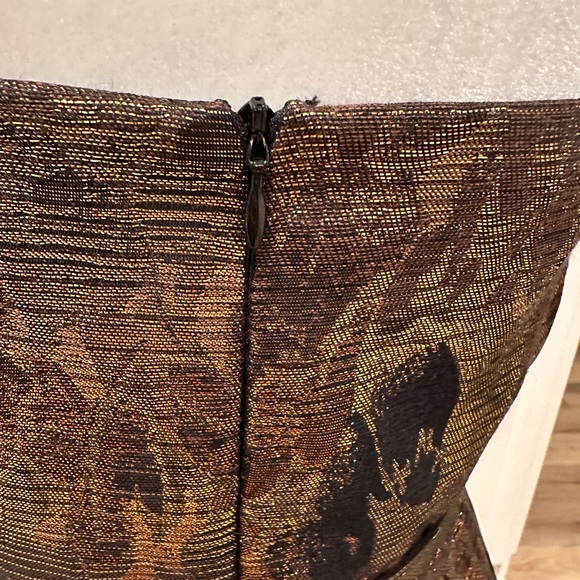 RARE Anthropologie Eva Franco Samhain  Metallic Strapless Pleated Dress - Picture 9 of 12